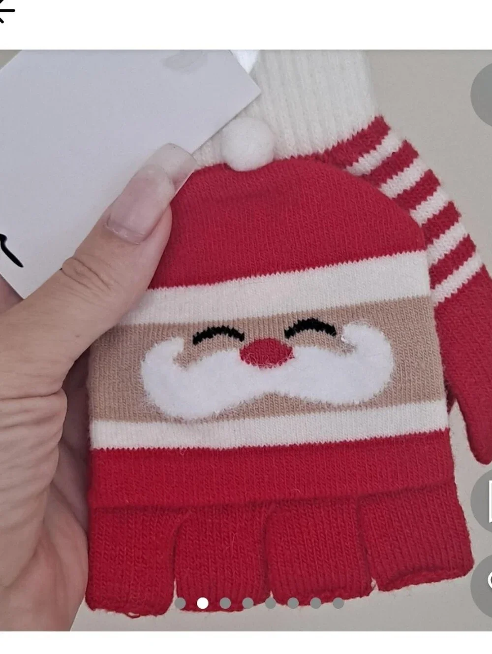 I AM Fingerless Santa Gloves Christmas Gloves Red White Striped Brand New